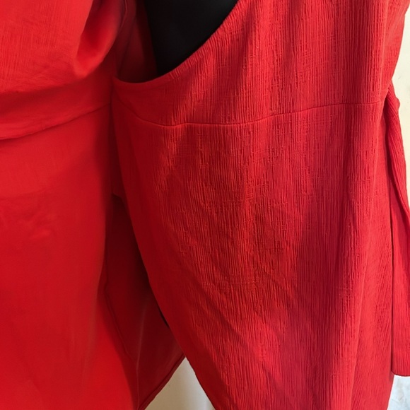 J. Crew Red Wrap Dress V-Neck Short Sleeve - Picture 3 of 8